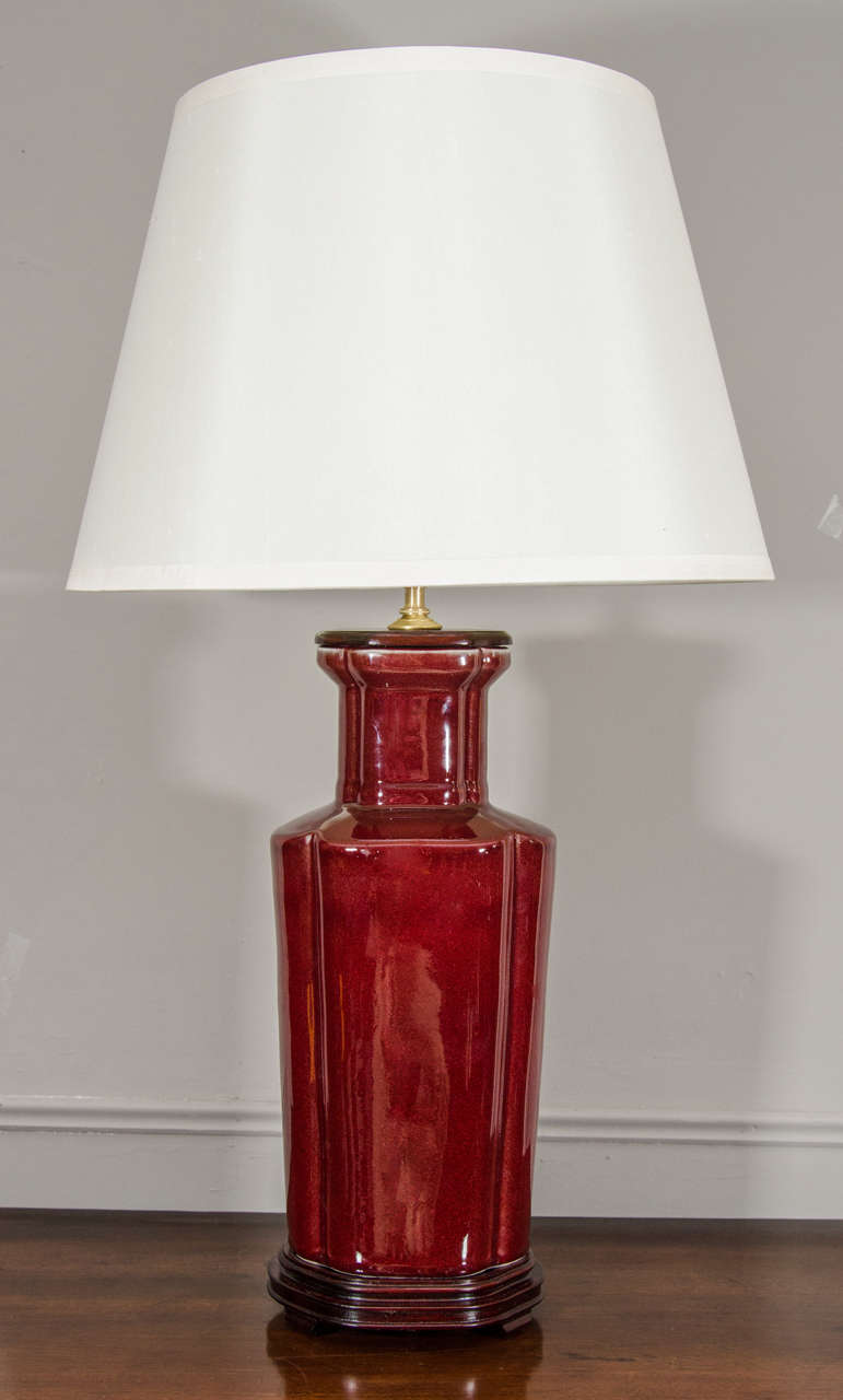 Pair of Oxblood Porcelain Lamps