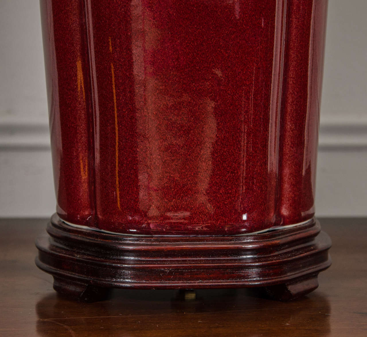 20th Century Pair of Oxblood Porcelain Lamps