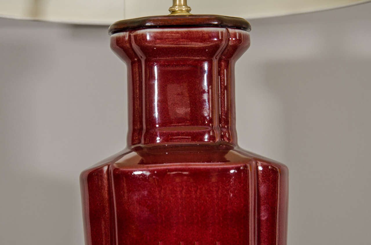 Pair of Oxblood Porcelain Lamps 1