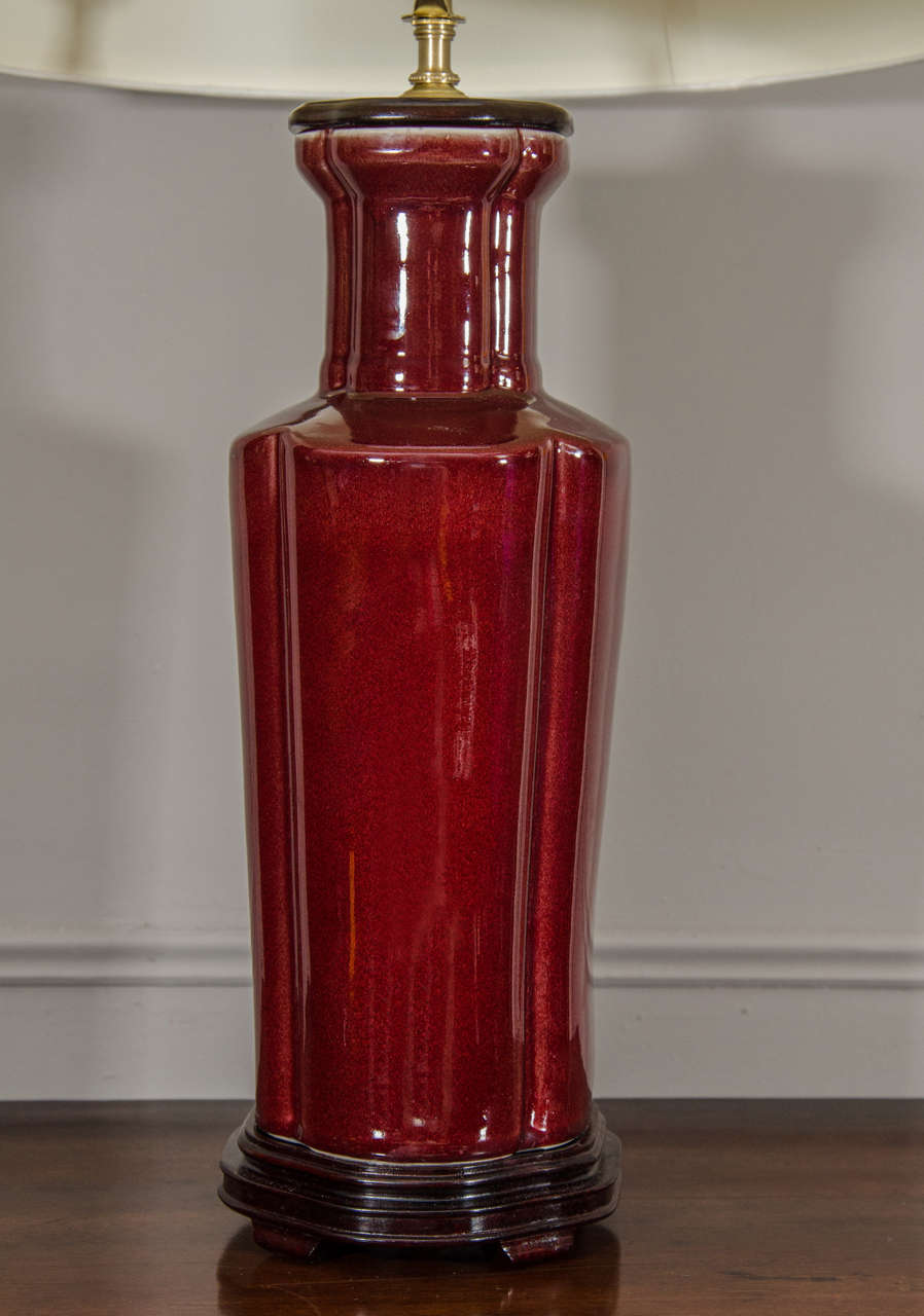 Pair of Oxblood Porcelain Lamps 2