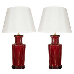 Pair of Oxblood Porcelain Lamps