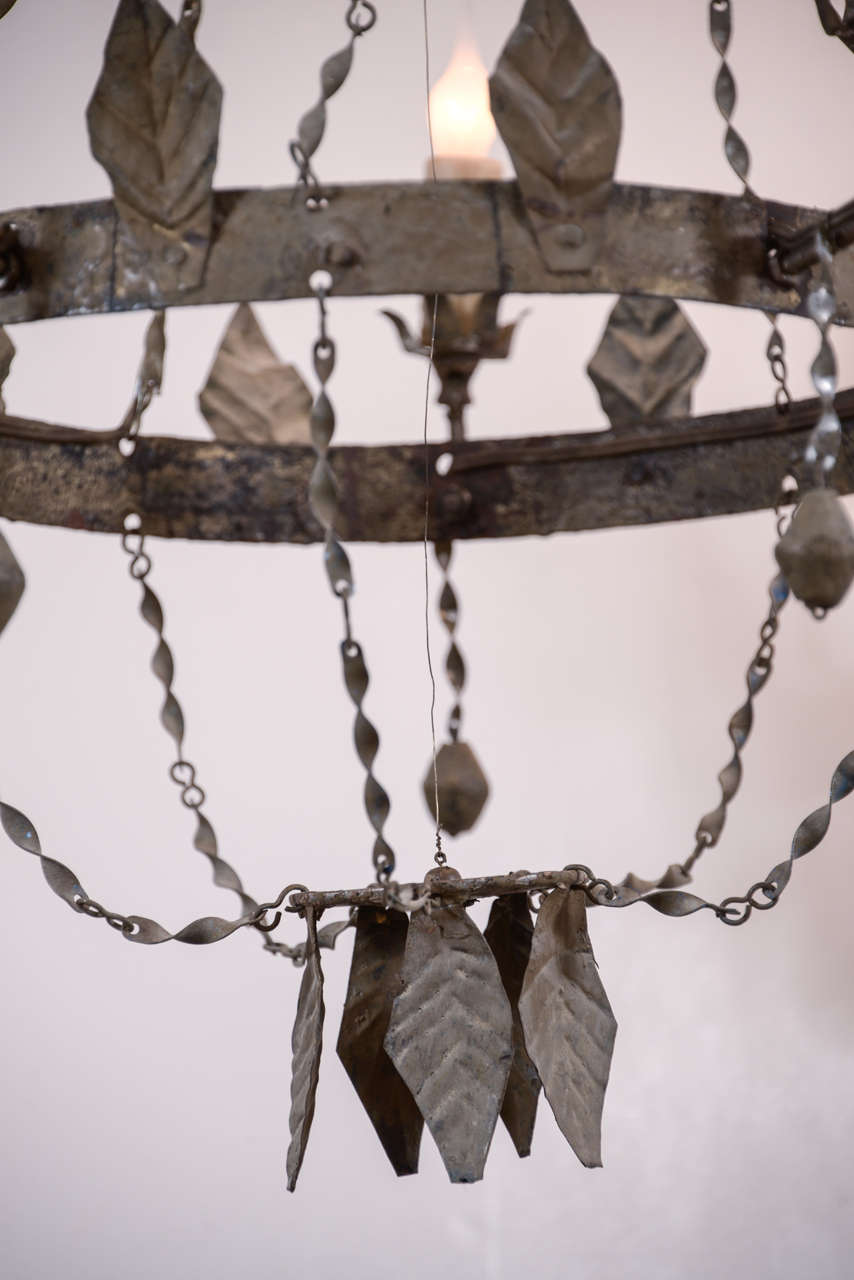 19th Century Tôle Chandelier In Excellent Condition In Houston, TX