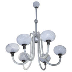 Graceful Murano Glass Six-Light Chandelier by Barovier e Toso, 1940s