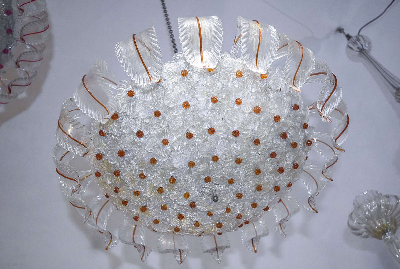 Mid-Century Modern Pretty Italian Murano Glass Plafoniere by Seguso, 1940-1950