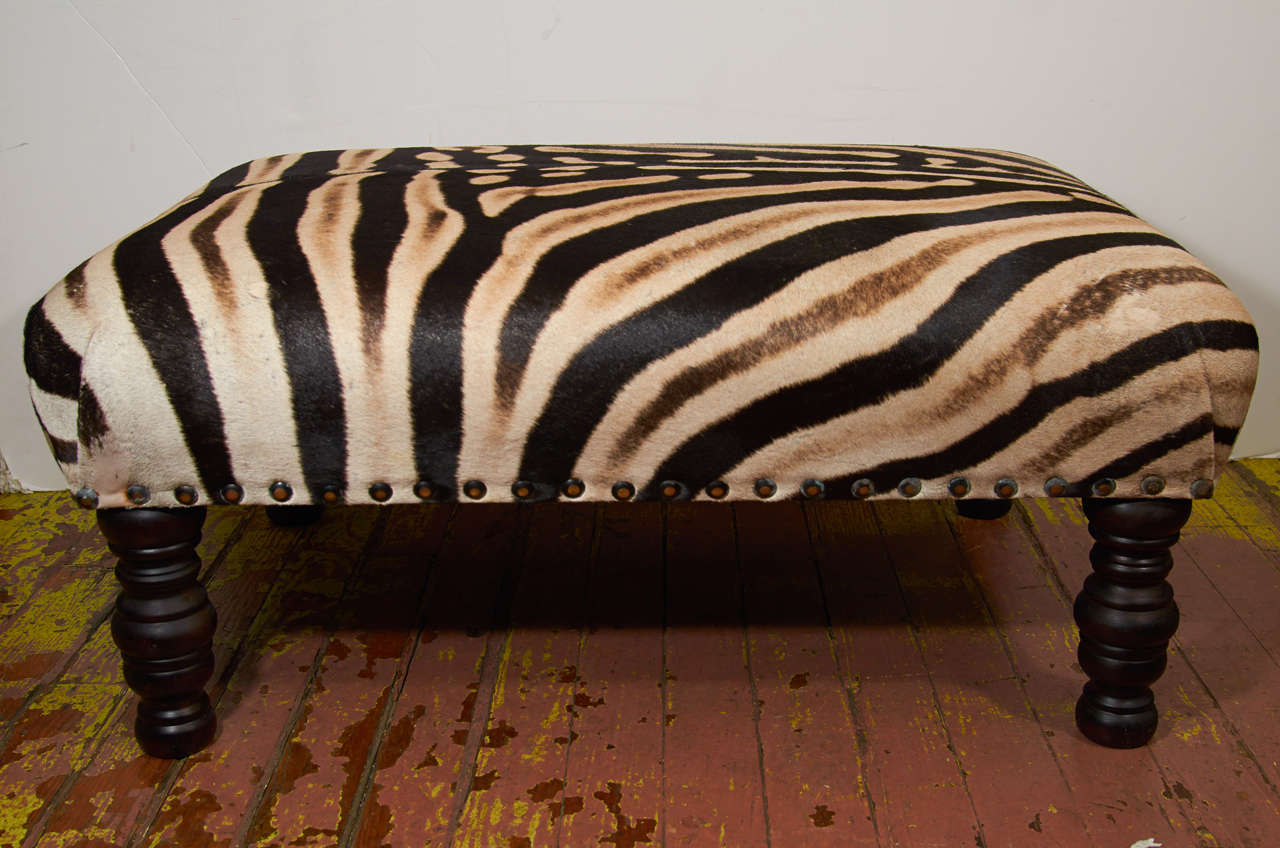 African Zebra Skin Ottoman at 1stDibs