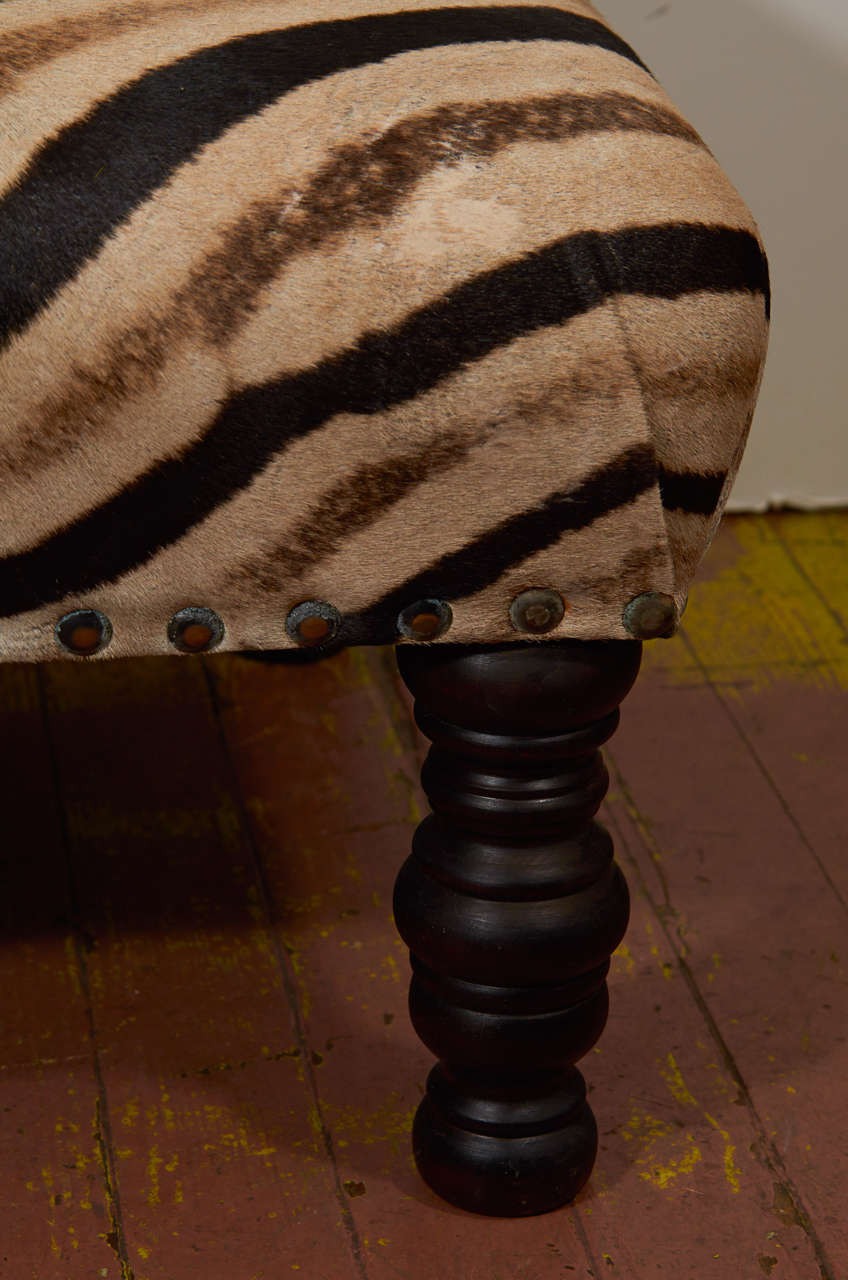 African Zebra Skin Ottoman at 1stDibs