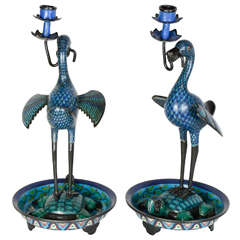 pair of cloisonné birds china late 19th century