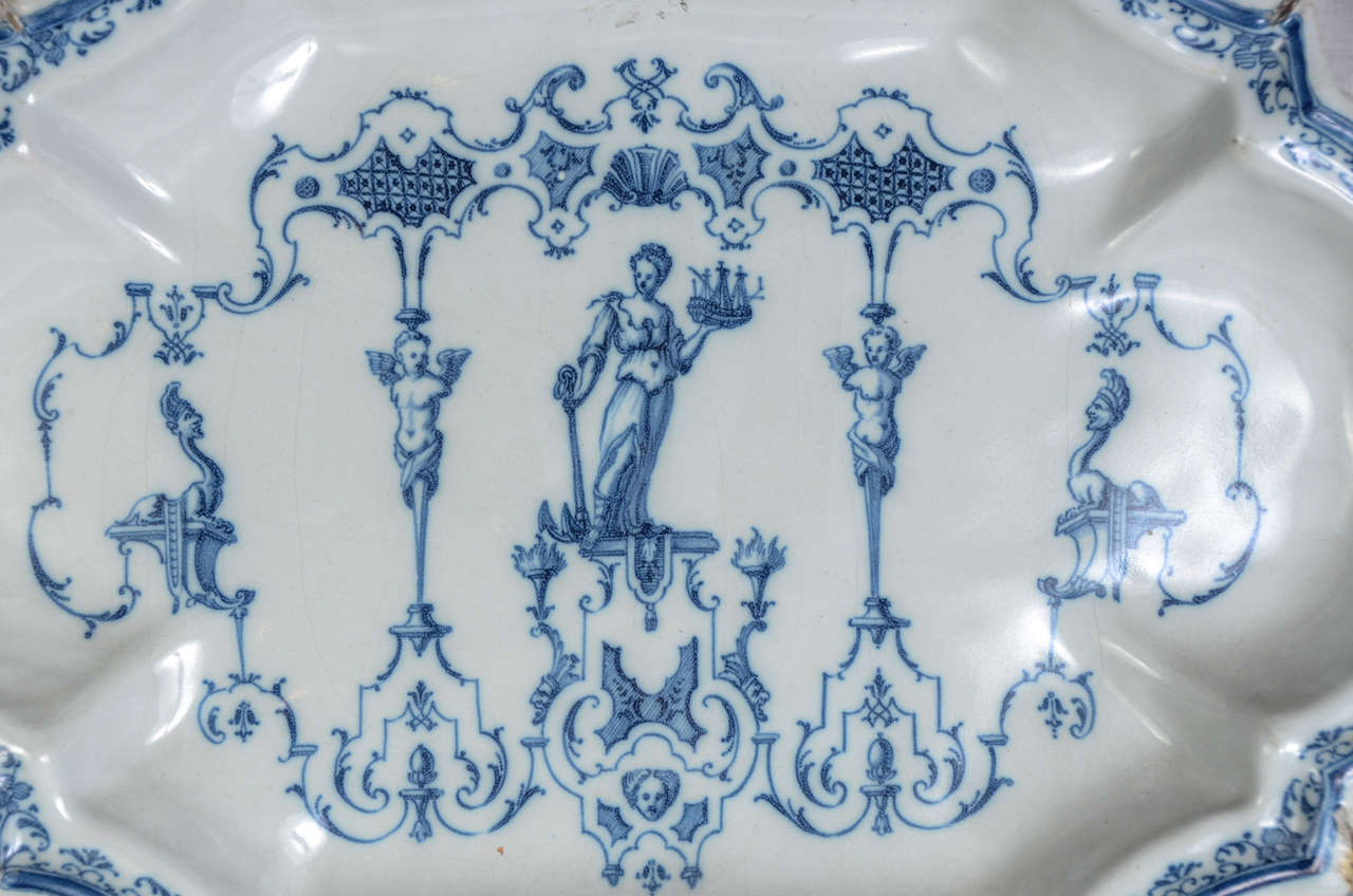 Ceramic Pair of Dishes of Moustiers Faience 18th Century