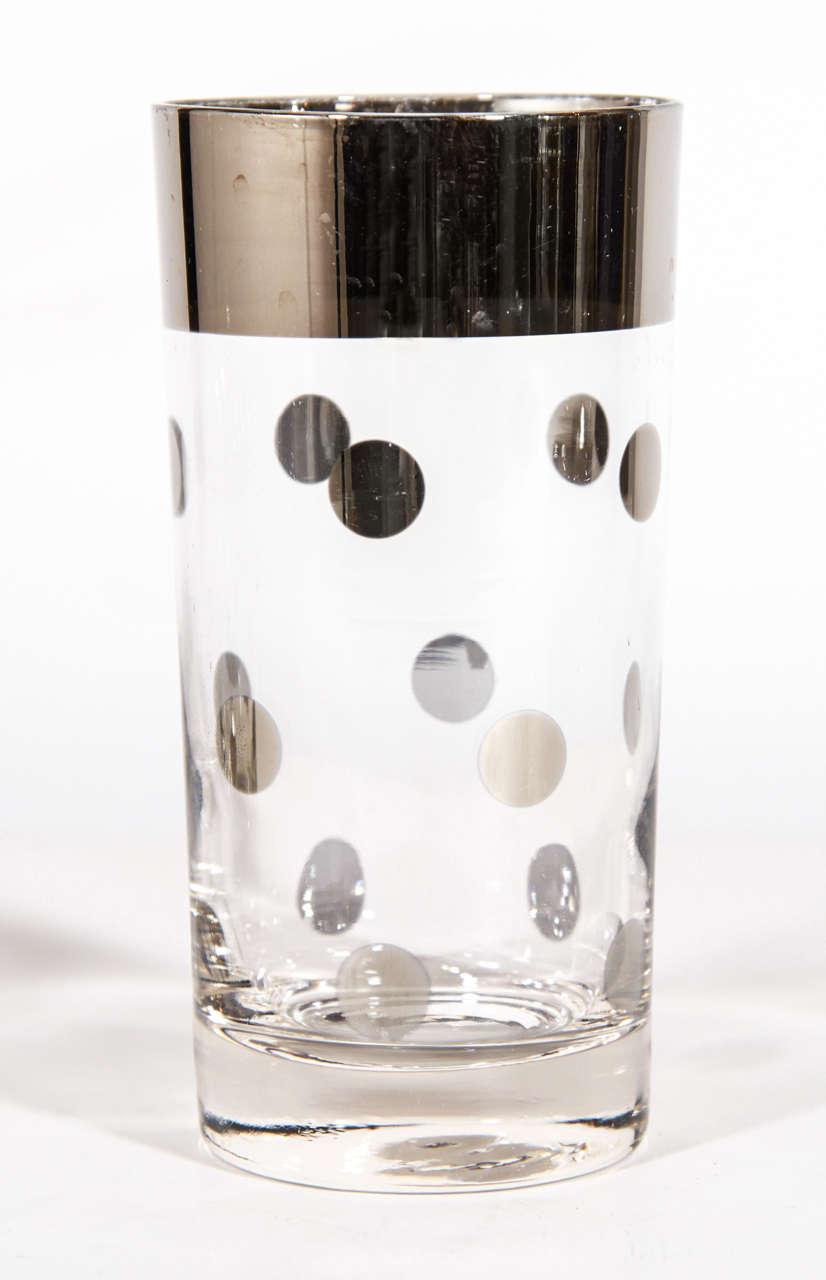 Set of Twelve Dorothy Thorpe Barware Glasses with Polka Dot Design 1