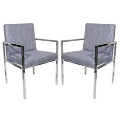 Vintage Pair of Mid-Century Modern Side Chairs by Milo Baughman