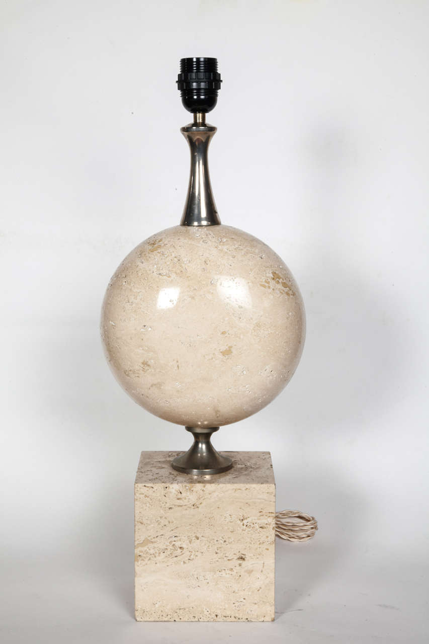 French Travertine Lamp by Barbier For Sale