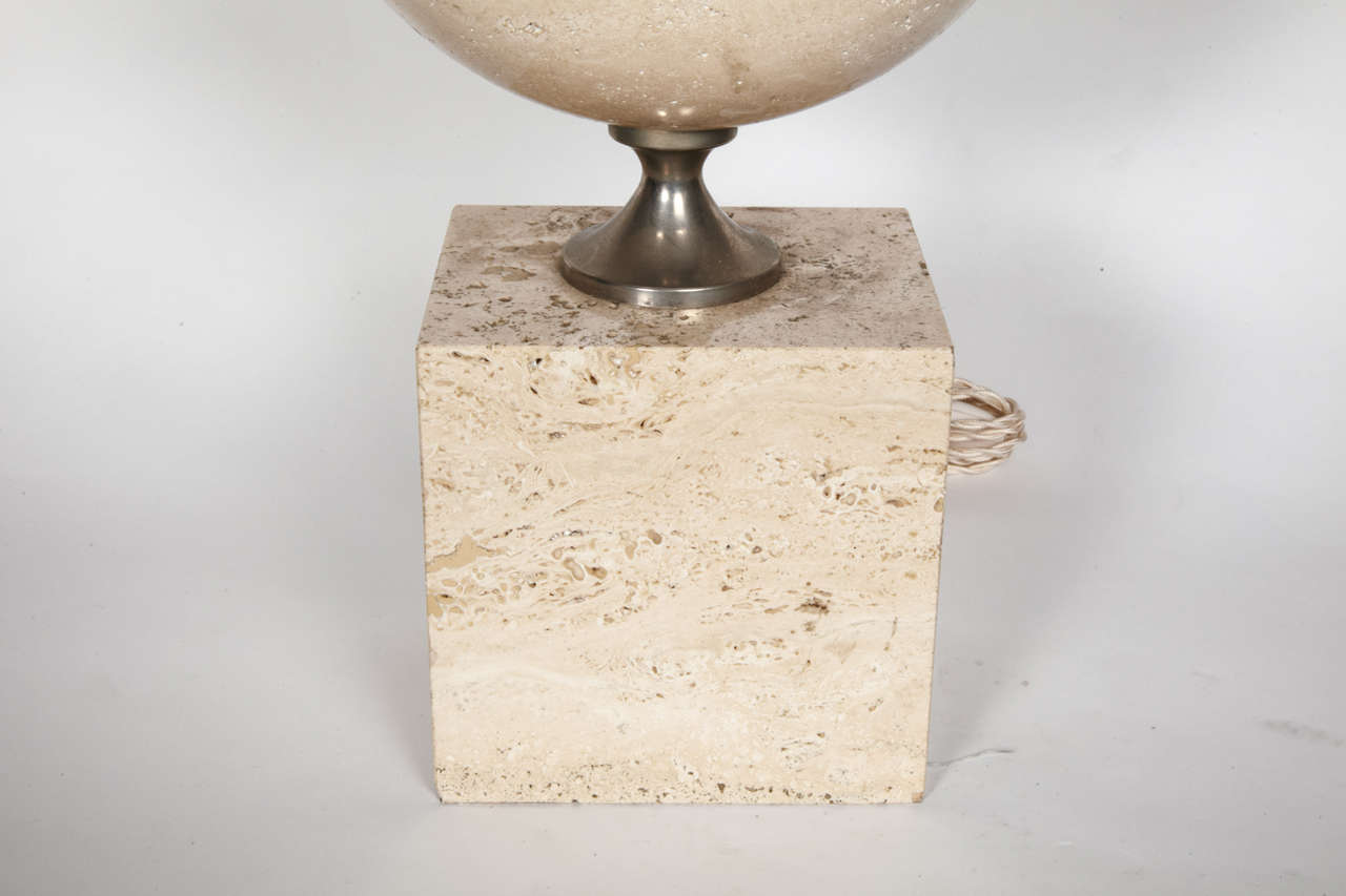 Travertine Lamp by Barbier In Good Condition For Sale In Bois-Colombes, FR