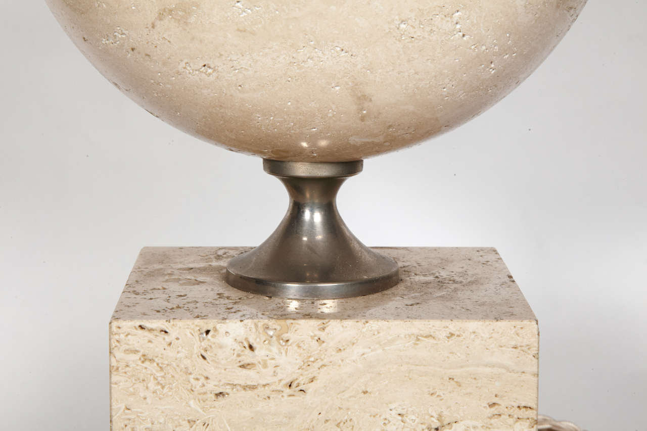 Mid-20th Century Travertine Lamp by Barbier For Sale
