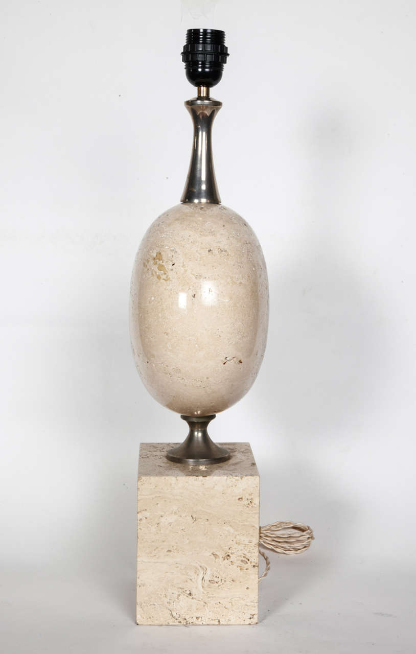 Travertine Lamp by Barbier For Sale 2