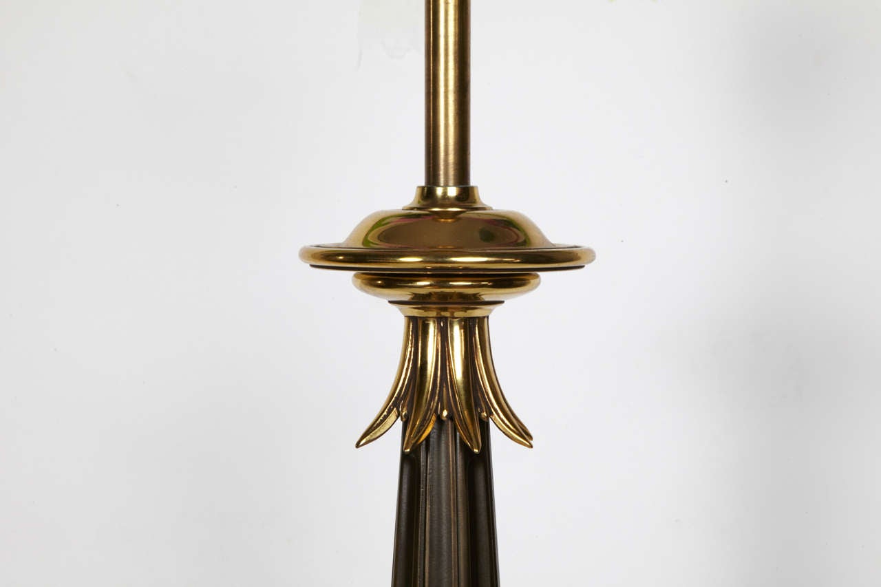 Milieu du XXe siècle Paire de lampes de table des années 1960 en céramique et bronze en vente