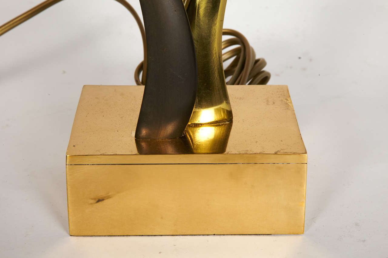 Belgian Pair of Sculptural Bronze Lamps by Willy Daro For Sale