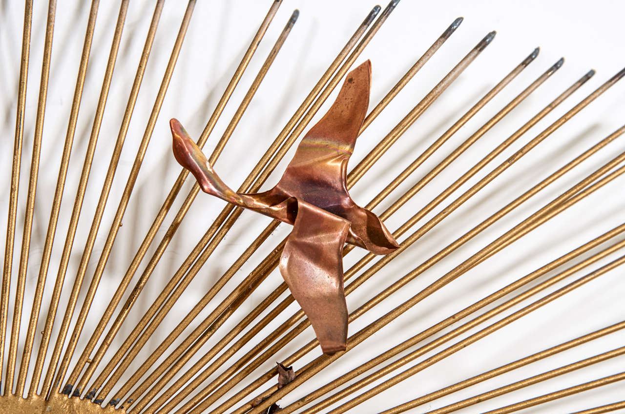 American A Mid Century Brass and Copper Wall Sculpture Attributed to Curtis Jere