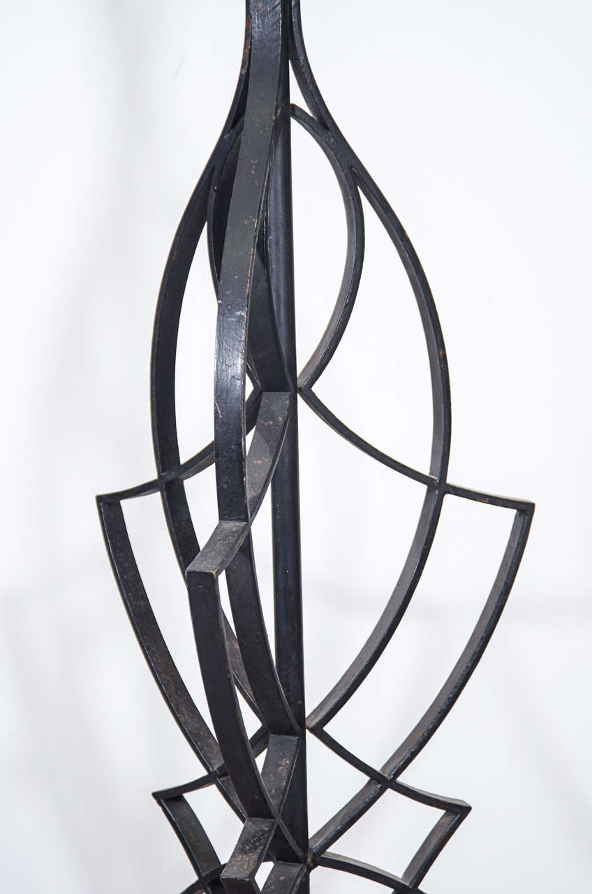 A Mid Century Wrought Iron Floor Lamp Attributed to Robert Merceris 1