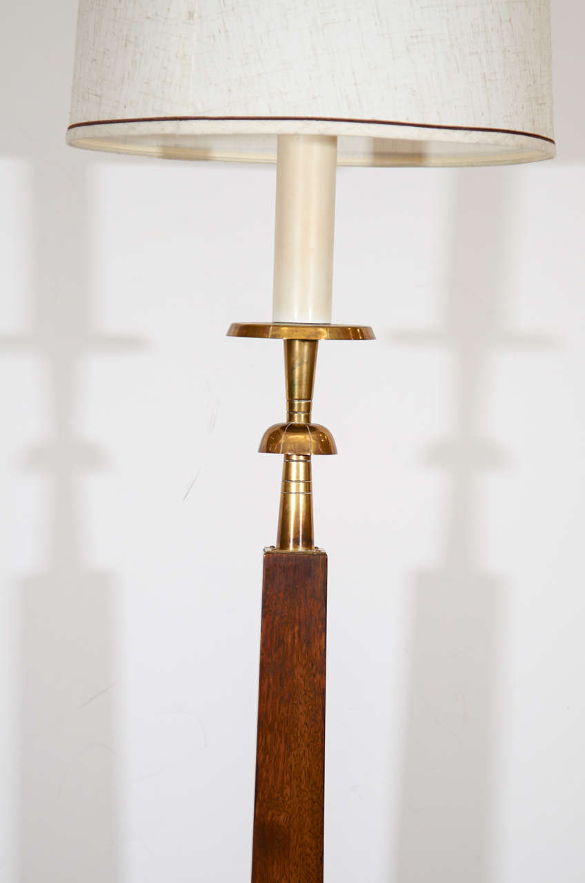 Pair of Mid Century Wood Floor Lamps Attributed to Tommi Parzinger In Good Condition In New York, NY