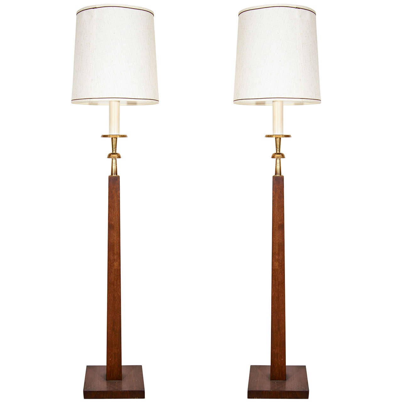 Pair of Mid Century Wood Floor Lamps Attributed to Tommi Parzinger