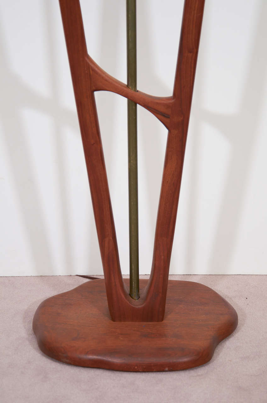 Mid-Century Modern Mid Century Teak Floor Lamp with Brass Detailing