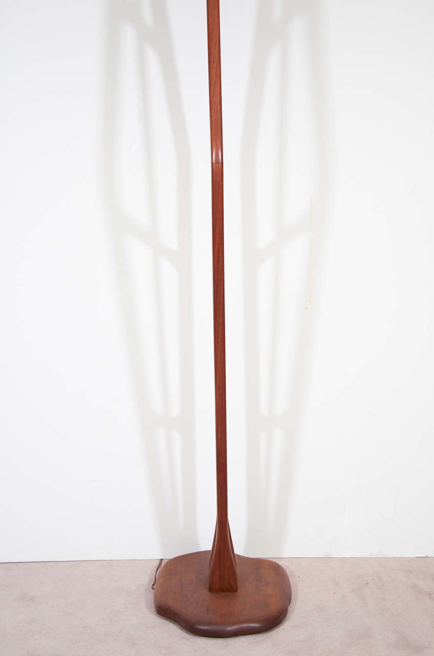 Mid Century Teak Floor Lamp with Brass Detailing 3