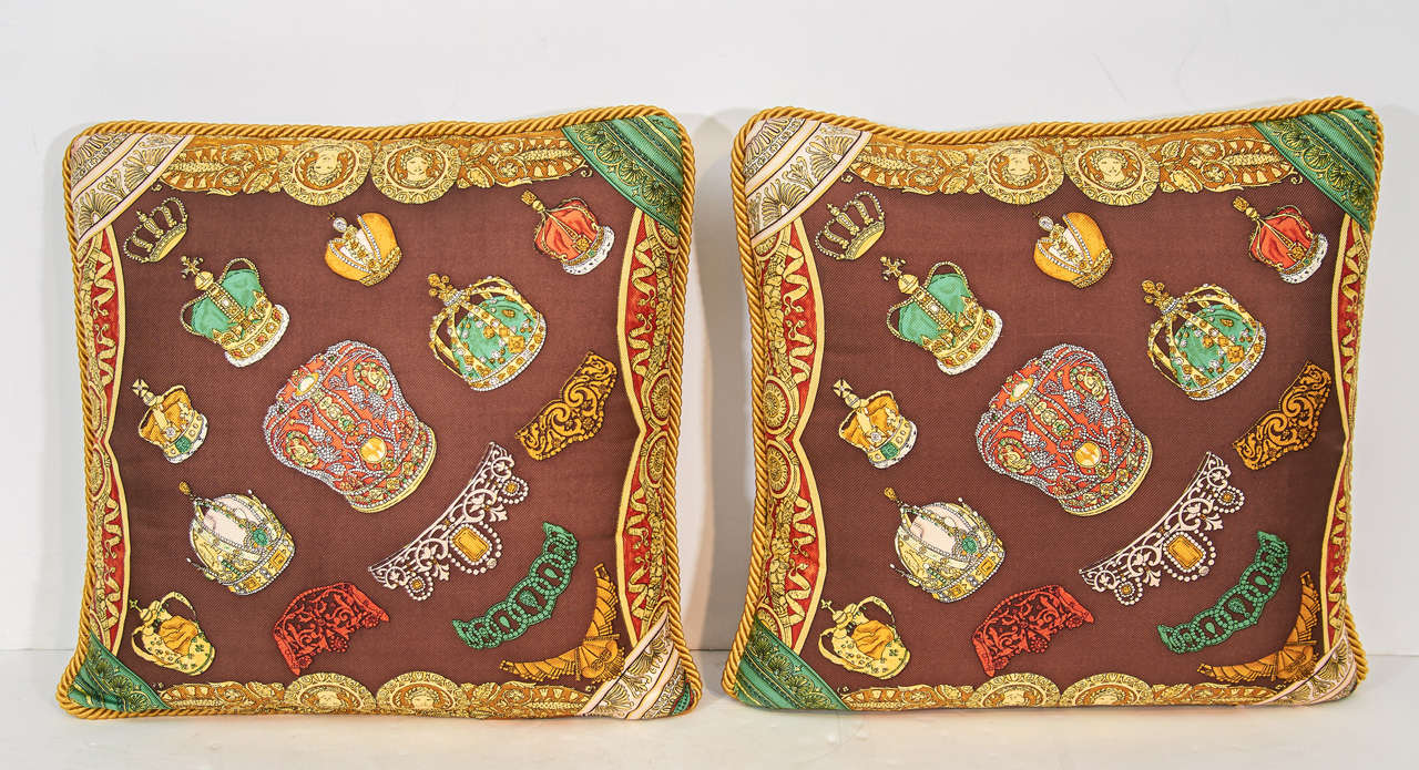 A Set of Five Baroque Style Decorative Versace Silk Pillows 1