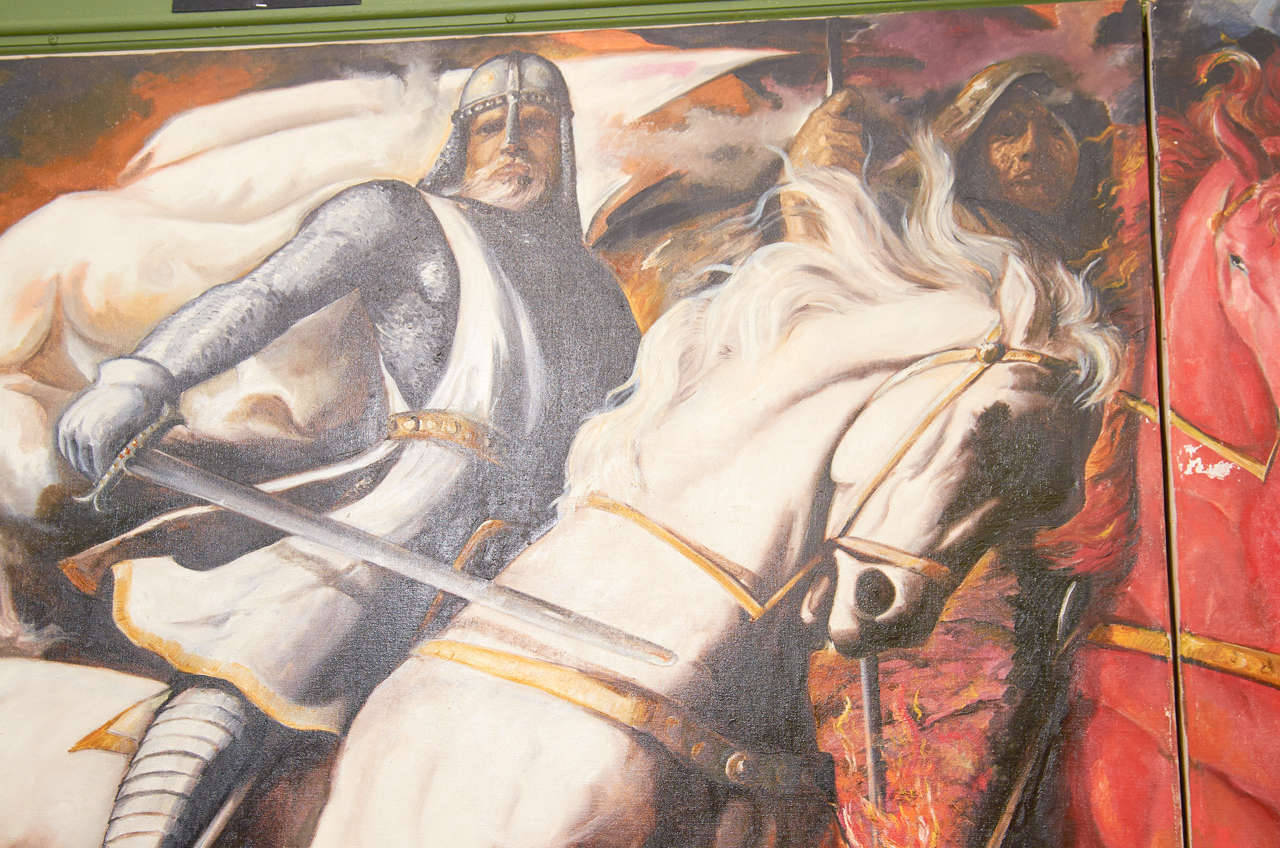 Oil on Canvas Triptych of The Four Horsemen by Enrique Senis Oliver 2