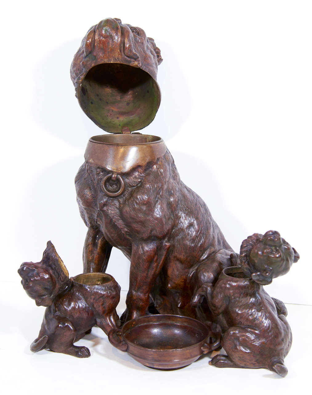 19th Century Antique Bronze Humidor in the Shape of a Bulldog
