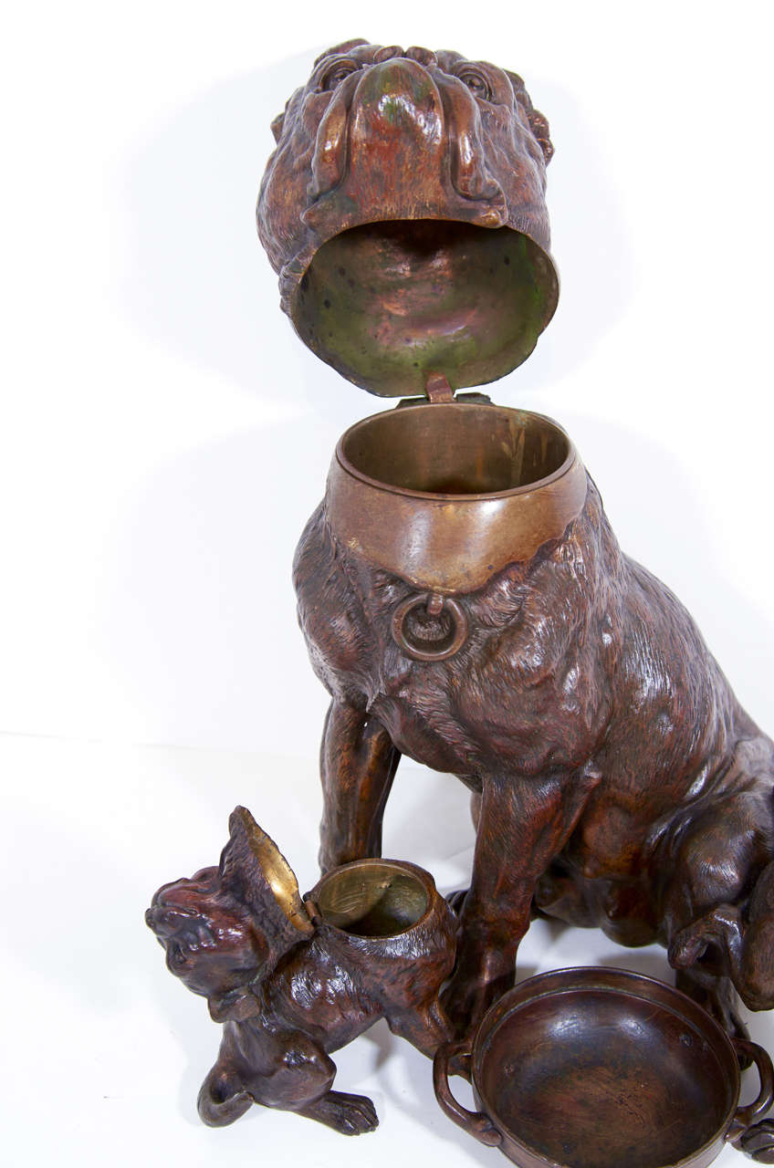 Antique Bronze Humidor in the Shape of a Bulldog 1
