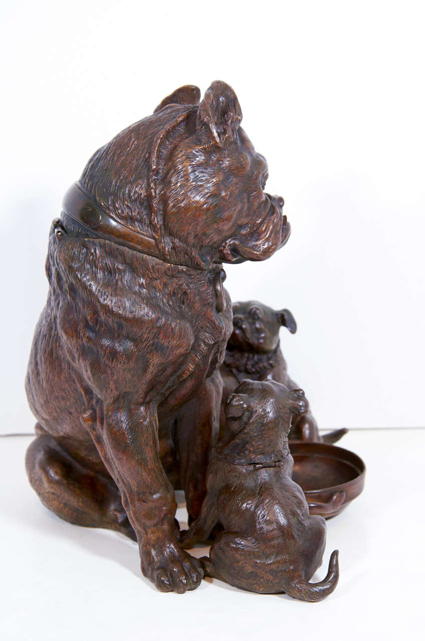Antique Bronze Humidor in the Shape of a Bulldog 2