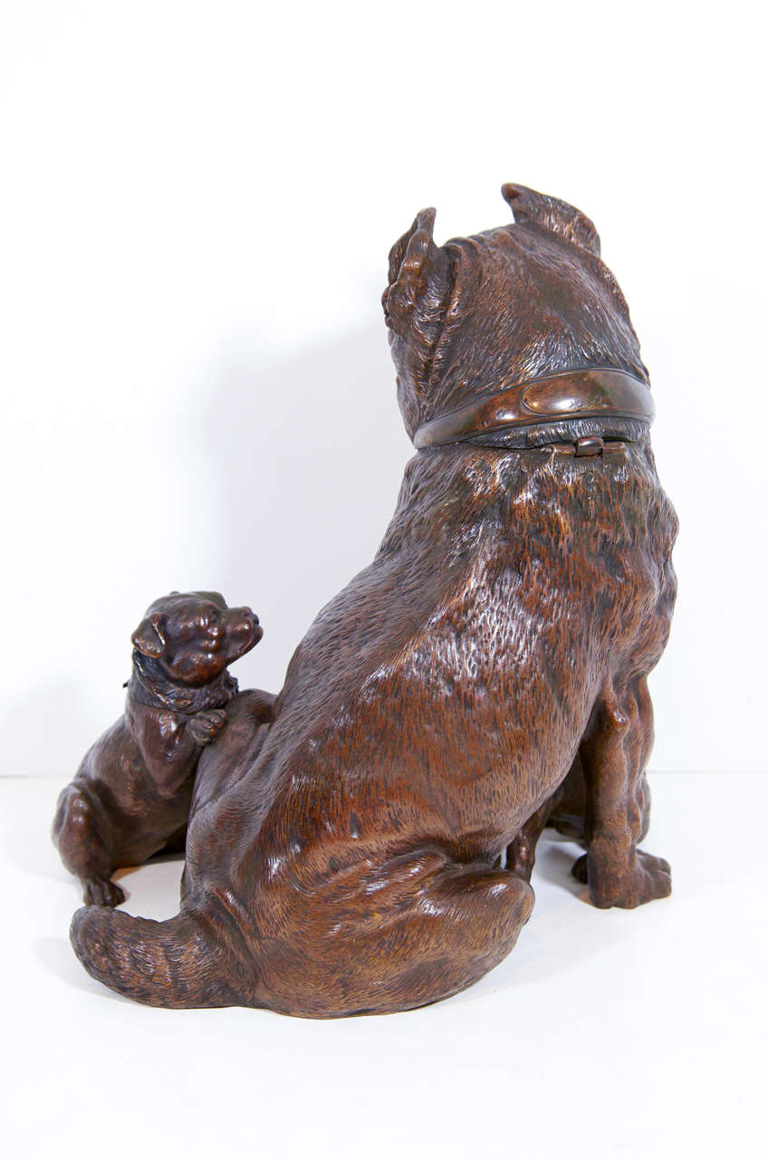 Antique Bronze Humidor in the Shape of a Bulldog 4