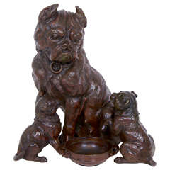 Antique Bronze Humidor in the Shape of a Bulldog