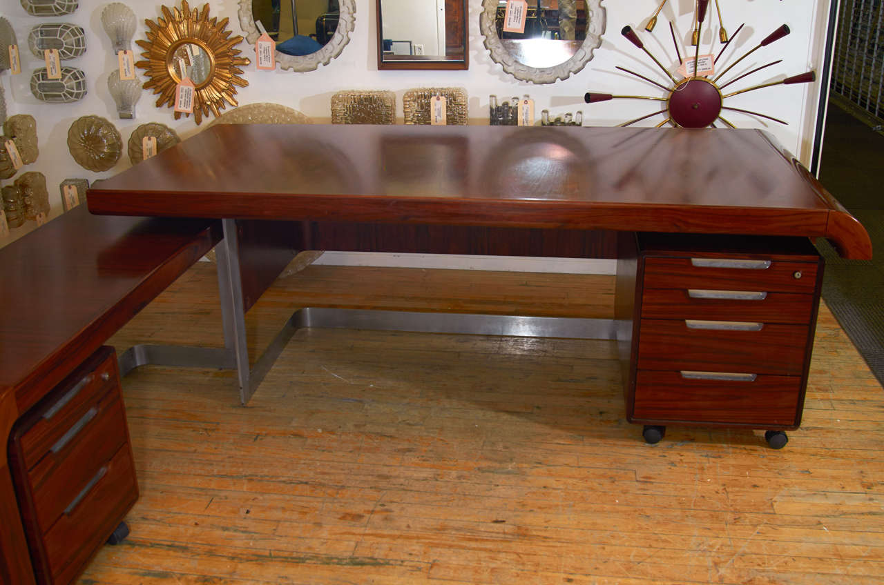 Danish Stunning Modern Custom Rosewood Desk Suite For Sale