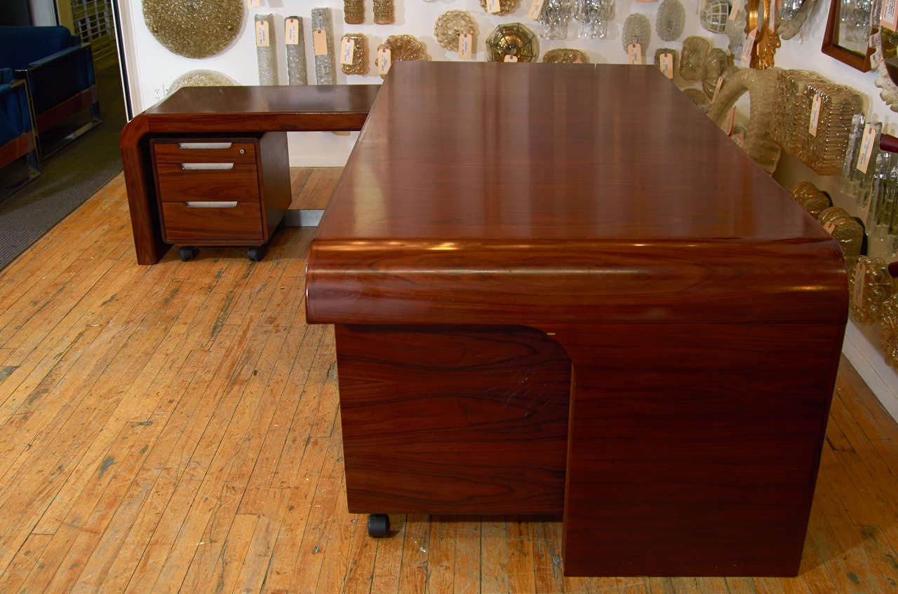 Stunning Modern Custom Rosewood Desk Suite In Excellent Condition For Sale In Mount Penn, PA