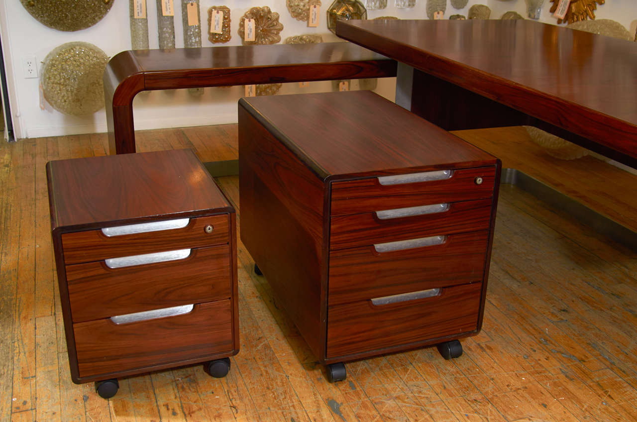 20th Century Stunning Modern Custom Rosewood Desk Suite For Sale