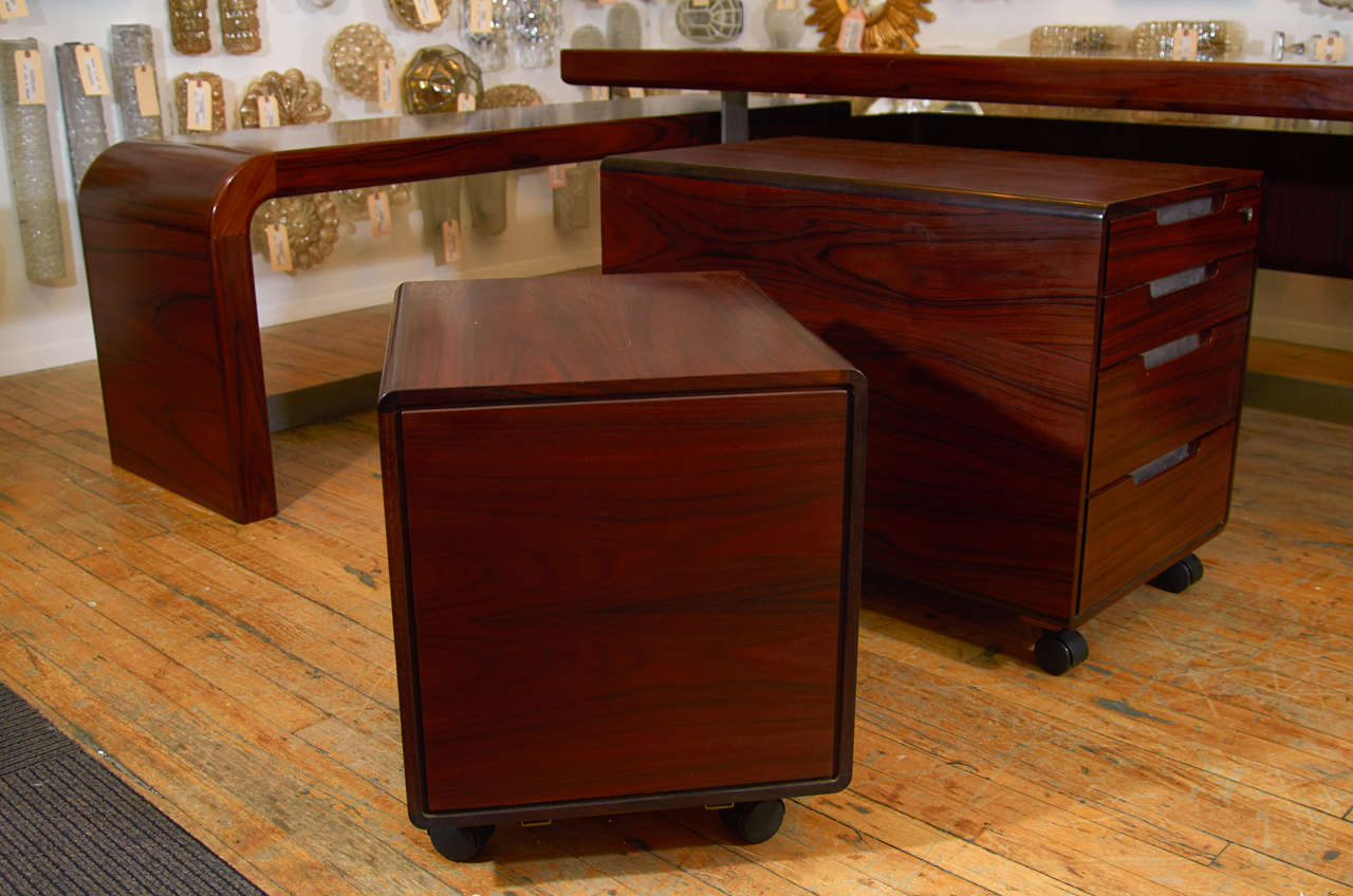 Stunning Modern Custom Rosewood Desk Suite For Sale 2