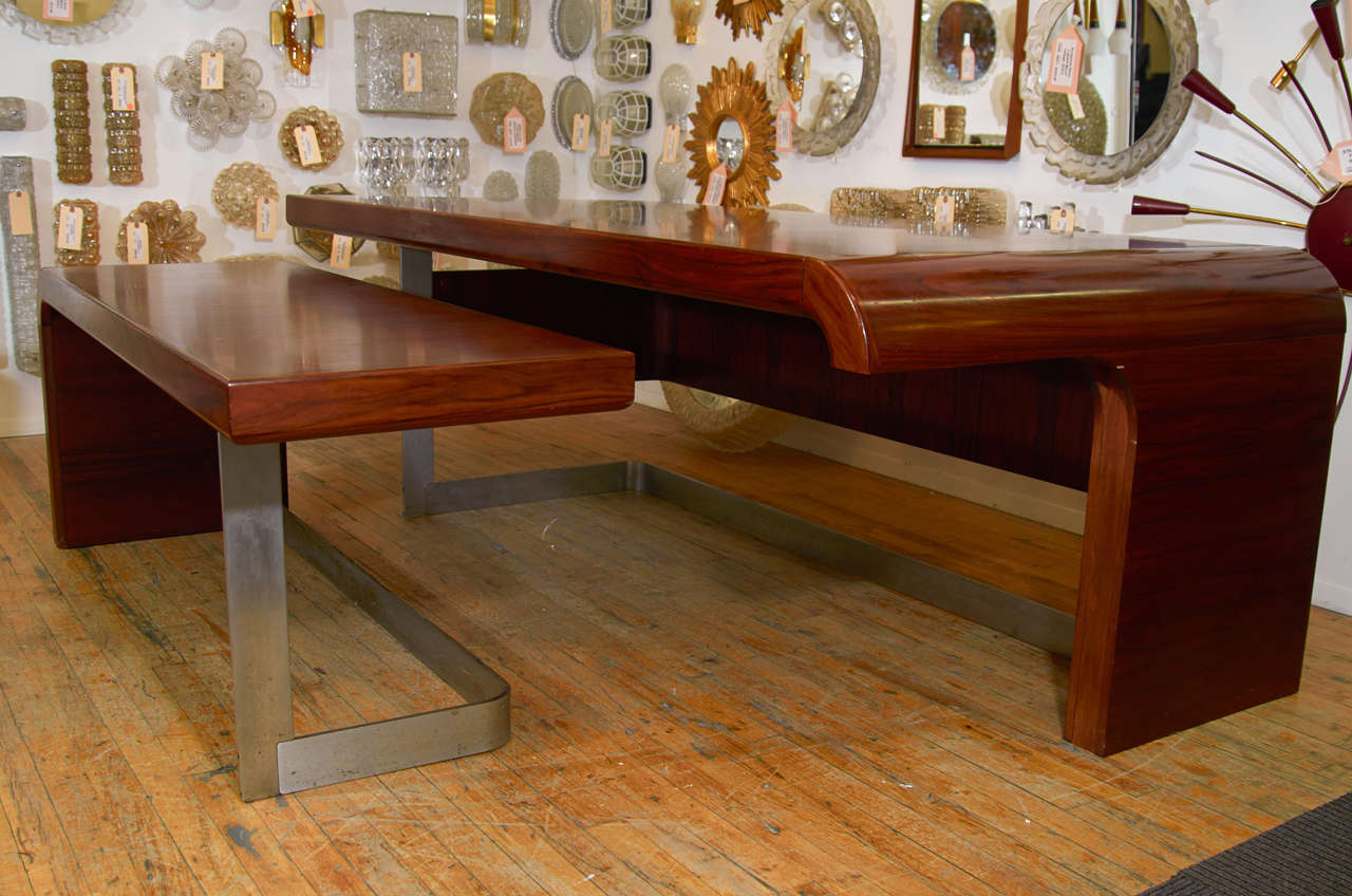 Stunning Modern Custom Rosewood Desk Suite For Sale 4