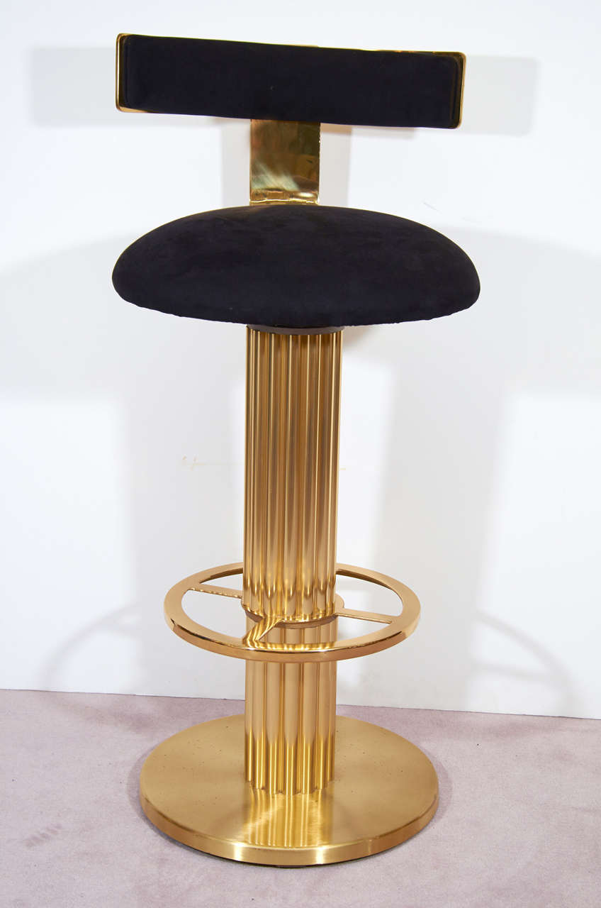 Pair of Mid Century Solid Brass Bar Stools at 1stDibs