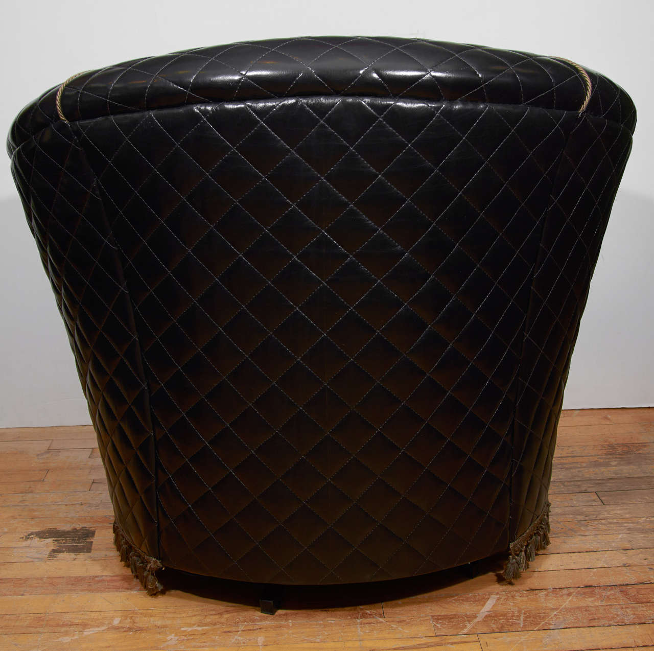 Vintage Quilted Leather Club Chair with Brass Nail Detailing at 1stDibs