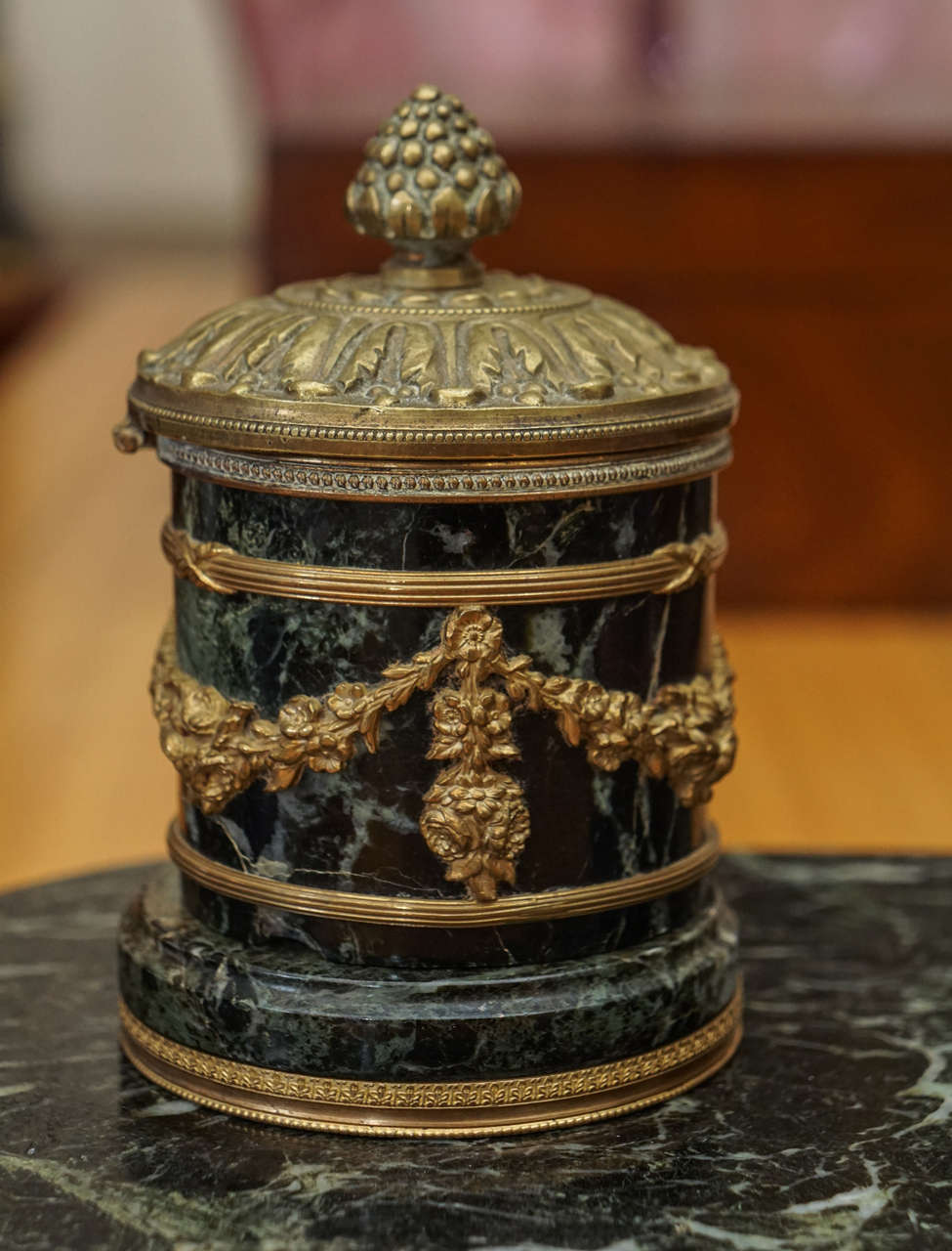 French Empire Marble and Bronze Inkwell 1