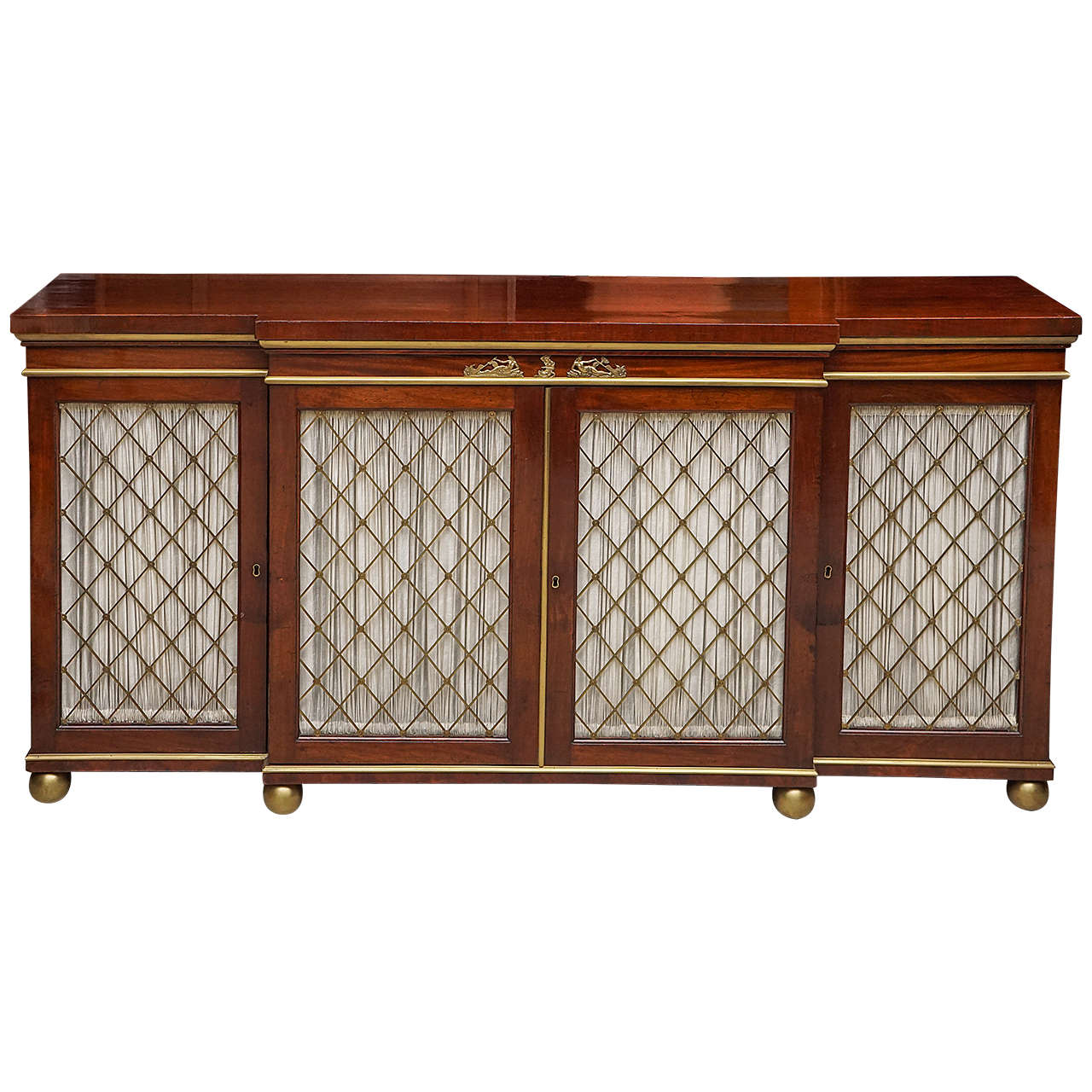 Period Regency Mahogany and Brass Banded Cabinet