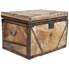 American19th Century Pony Skin and Tole Metal Banded Trunk