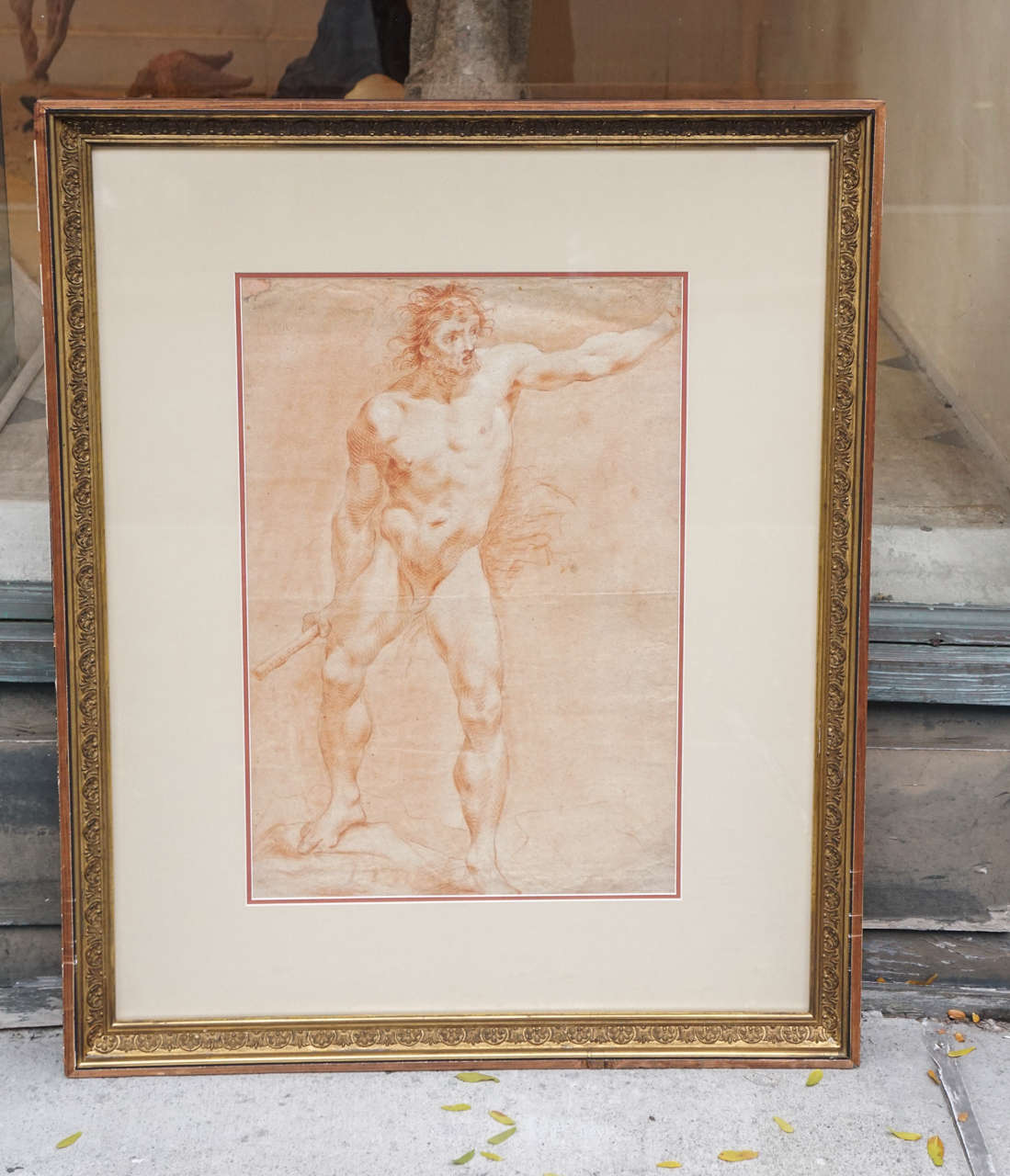 This lovely drawing or figure study in pencil and sanguine on paper is by Gaetano Gandolfi (1734-1804) This Italian painter of the late Baroque and early Neoclassical period was active most notable in Bologna .Born in San Matteo della Decima near