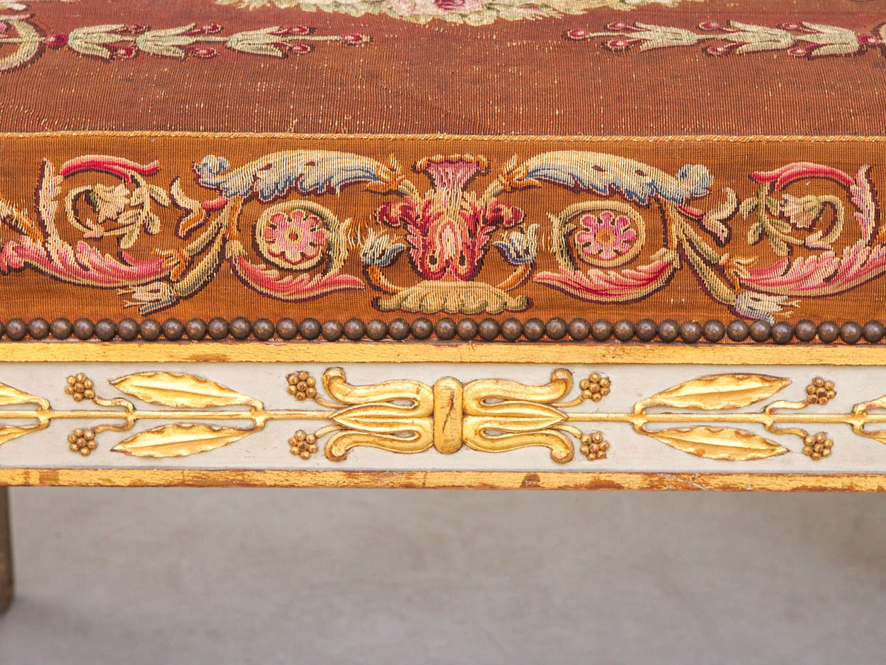 Tapestry Exceptional French Empire Aubusson Covered Hall Bench
