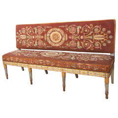 Exceptional French Empire Aubusson Covered Hall Bench