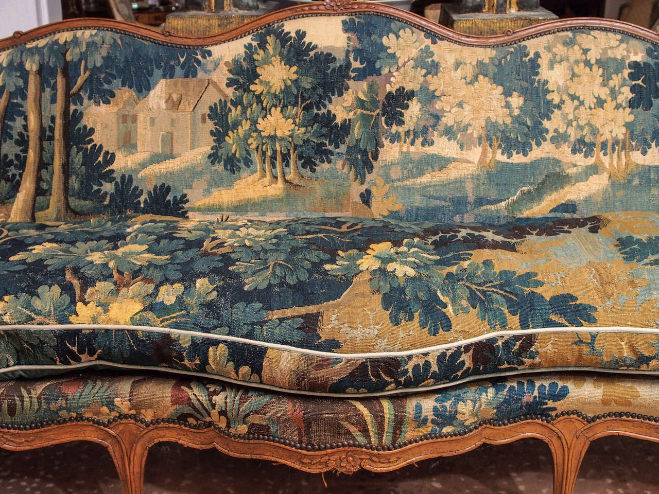 18th Century French Walnut Louis XV Canapé Covered in 17th Century Tapestry