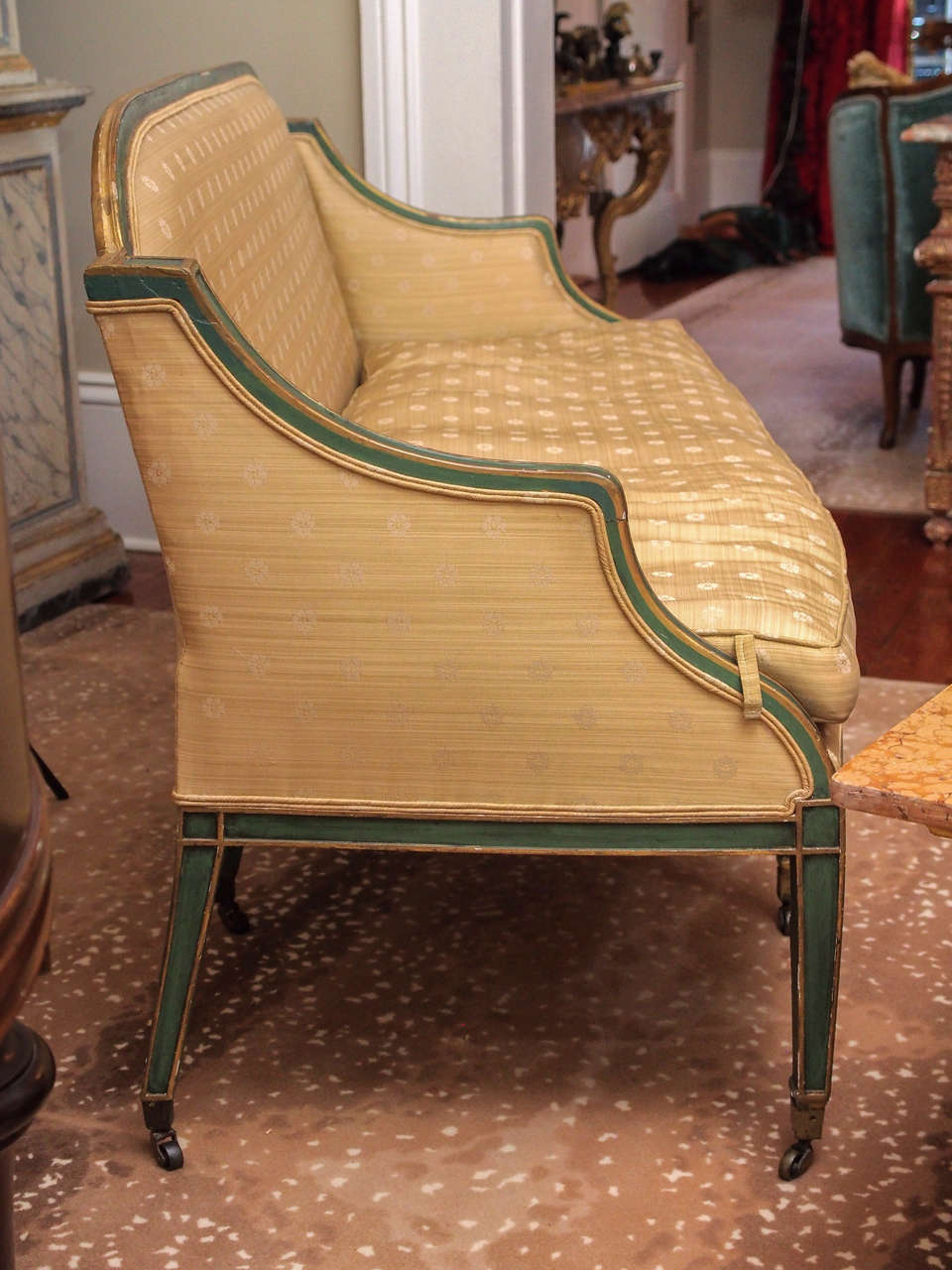 English Painted and Parcel-Gilt Sofa in the Sheraton Taste For Sale 2