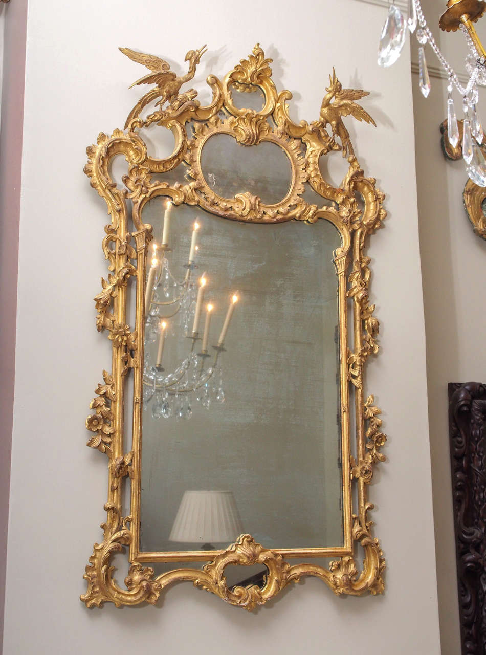 Pair of Late 18th Century Giltwood Chinese Chippendale Looking Glasses
