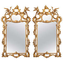 Pair of Late 18th Century Giltwood Chinese Chippendale Looking Glasses